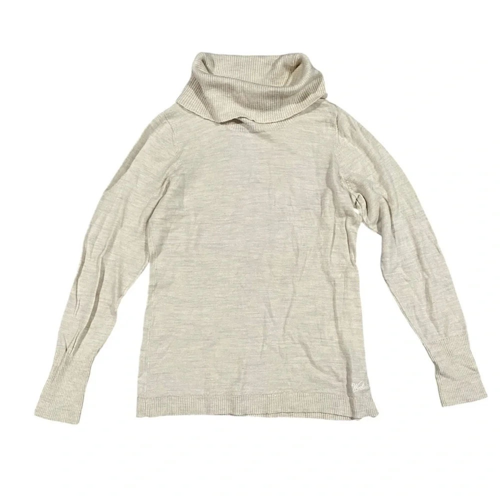 Woolrich Women’s Winter White Cowl Neck Turtle Neck Pullover Merino Wool Sweater